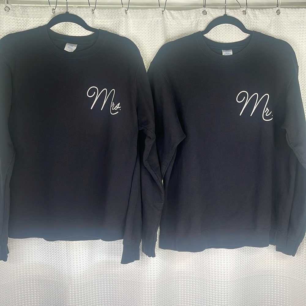 Port and Company Black Sweatshirts - Mr. and Mrs.